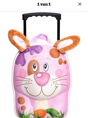 Okiedog Kids Plush Pink Bunny Rolling Backpack - Soft Animal Luggage